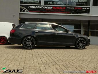 AVUS AF18 AUDI DEDICATED HIGH PERFORMANCE IN ZWART GEPOLIJST GEMONTEERD IN 19 INCH ONDER EEN AUDI A6