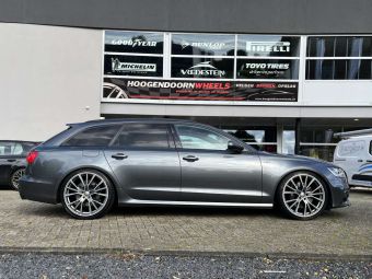 AVUS VELGEN AF18 MATT ANTHRACITE GEPOLIJSD IN 21 INCH GEMONTEERD ONDER EEN AUDI A6