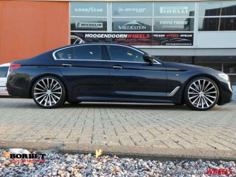 BORBET VELGEN BLX IN 20 INCH BREEDSET MET WINTERBANDEN GEMONTEERD ONDER EEN BMW 5 SERIE 