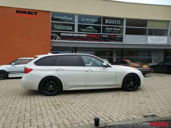 BORBET VELGEN XR ZWART GEMONTEERD ONDER EEN BMW 3 SERIE ALS WINTERSET