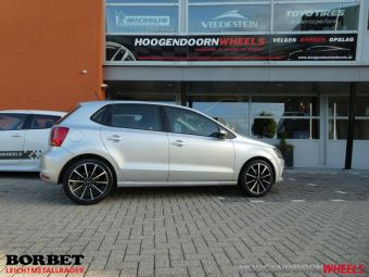 BORBET VELGEN BL5 ZWART GEPOLIJST 16 INCH GEMONTEERD ONDER EEN VW POLO 