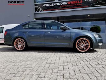 BORBET VELGEN GTY IN COPPER POLISHED GEMONTEERD ONDER EEN SKODA OCTAVIA 