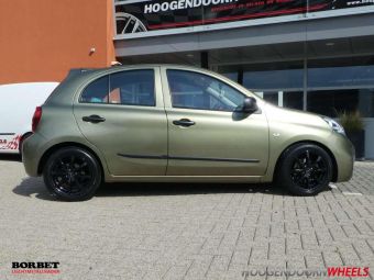 BORBET VELGEN LV4 ZWART IN 15 INCH GEMONTEERD ONDER EEN NISSAN MICRA 