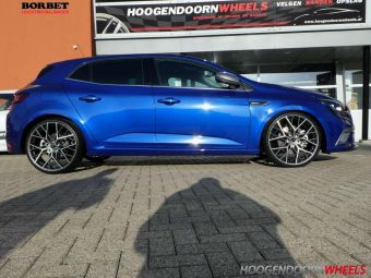 BORBET BY TUNNING IN 20 INCH GEMONTEERD MET EEN 225/30/20 EN TPMS SENSOREN ONDER EEN REANULT MEGANE GT 