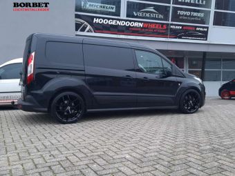 BORBET VELGEN Y GLANS ZWART IN 19 INCH GEMONTEERD ONDER EEN FORD TRANSIT CONNECT 