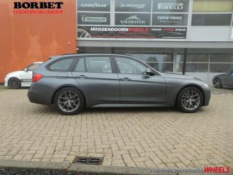 BORBET VELGEN Y TITAN 17 INCH MET WINTERBANDEN ONDER EEN BMW 3 SERIE MET OEN ORIGINELE LOGO`S EN CENTER CAP