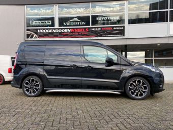 CMS VELGEN C20 MATT BLACK POLISHED IN 18 INCH GEMONTEERD ONDER EEN FORD TRANSIT CONNECT