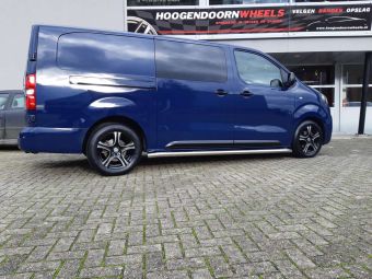 DBV VELGEN MALAYA BLACK POLISHED IN 17 INCG GEMONTEERD ONDER EEN CITROEN JUMPY