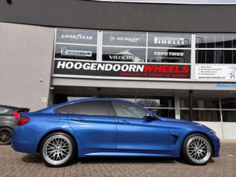 DOTZ BILBAO SILVER POLISHED IN 19 INCH GEMONTEERD ONDER EEN BMW 4 SERIE GRAN COUPE