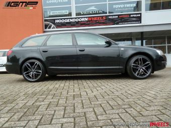 GMP DEDICATED VELGEN MODEL ATOM ZWART GEPOLIJST IN 19 INCH GEMONTEERD ONDER EEN AUDI A6