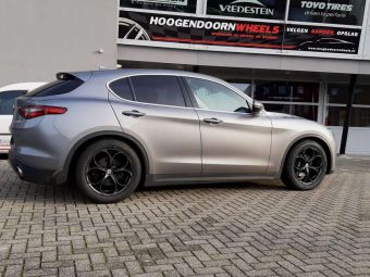 GMP WHEELS DRAKE IN 19 INCH GEMONTEERD ONDER EEN ALFA STELVIO MET WINTERBANDEN