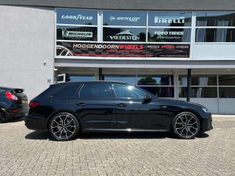 GMP WHEELS GUNNER 19 INCH BLACK POLISHED GEMONTEERD ONDER EEN AUDI A4