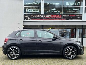 GMP WHEELS MATISSE BLACK POLISHED IN 18 INCH GEMONTEERD ONDER EEN VOLKSWAGEN POLO