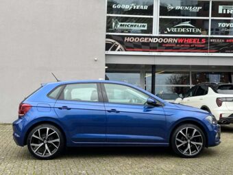 GMP WHEELS MENTOR BLACK POLISHED IN 18 INCH GEMONTEERD ONDER EEN VOLKSWAGEN POLO