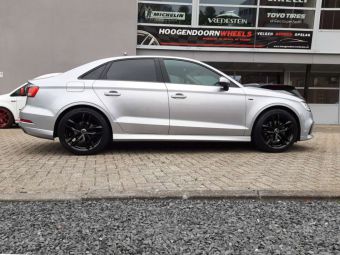 MEISTERWERK MW08 IN BLACK EN IN 18 INCH GEMONTEERD ONDER EEN AUDI A3 LIMOUSINE 