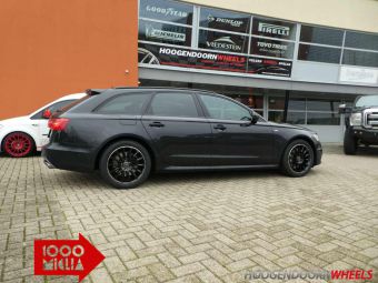 MILLE MIGLIA VELGEN MM047 ZWART POLISHED LIP 18 INCH GEMONTEERD ONDER EEN AUDI A6