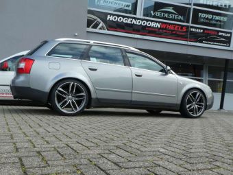 MONACO MC2 WHEELS VELGEN 19 INCH ANTRACIET GEPOLIJST GEMONTEERD ONDER EEN AUDI A4 