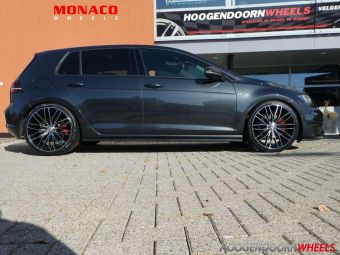 MONACO VELGEN GP2 ZWART GEPOLIJST IN 19 INCH GEMONTEERD ONDER EEN VOLKSWAGEN GOLF 7 