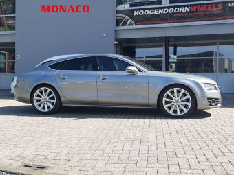 MONACO DEDICATED VELGEN GP 6 20 INCH IN GLANS SILVER GEMONTEERD ONDER EEN AUDI A7