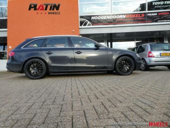 PLATIN VELGEN P 70 ZWART IN 18 INCH GEMONTEERD MET WINTERBANDEN VREDESTEIN ONDER EEN AUDI A4 