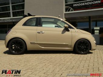 PLATIN VELGEN P69 ZWART IN 15 INCH GEMONTEERD ONDER EEN FIAT 500