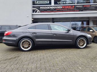 SEVENTY 9 VELGEN 17 INCH SV-I BRONZE POLISHED LIP GEMONTEERD ONDER EEN BMW VW CC