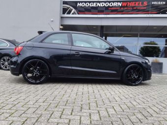 BORBET WHEELS Y GLOSSY BLACK IN 18 INCH GEMONTEERD ONDER EEN AUDI A1