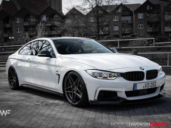 WHEELSFORCE CF-1 DARK STEEL 20 INCH BREEDSET GEMONTEERD ONDER EEN BMW M3 